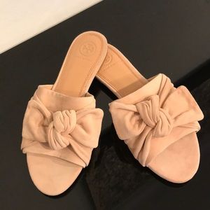 TORY BURCH ANNABELLE SUEDE BOW SLIDE
